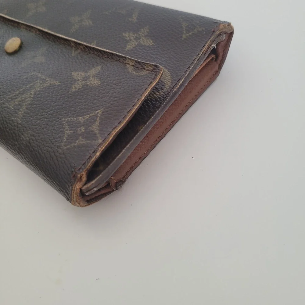 Louis Vuitton Monogram‎ Canvas Long Wallet Brown Leather France TH0064 Fair